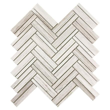 Coastal Ivory Honed Marble Herringbone Mosaic Coastal Ivory Honed Marble Herringbone Mosaic