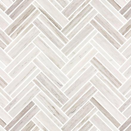 Coastal Ivory Honed Marble Herringbone Mosaic Coastal Ivory Honed Marble Herringbone Mosaic