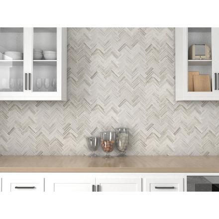 Coastal Ivory Honed Marble Herringbone Mosaic Coastal Ivory Honed Marble Herringbone Mosaic
