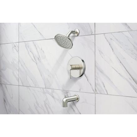 Rhiver Brushed Nickel Tub and Shower Combination Rhiver Brushed Nickel Tub and Shower Combination