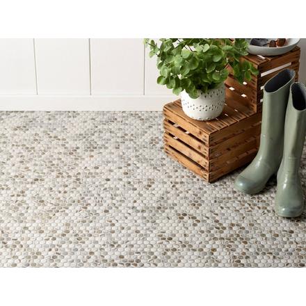 Calacatta Vecchia Ceramic Penny Mosaic Calacatta Vecchia Ceramic Penny Mosaic