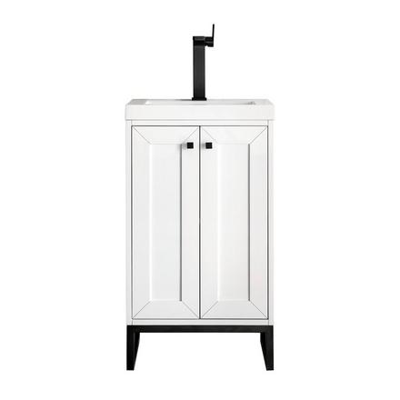Chianti 20 in. Glossy White and Matte Black Vanity with Glossy White Top Chianti 20 in. Glossy White and Matte Black Vanity with Glossy White Top
