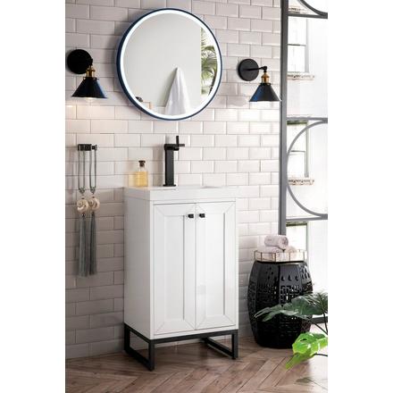 Chianti 20 in. Glossy White and Matte Black Vanity with Glossy White Top Chianti 20 in. Glossy White and Matte Black Vanity with Glossy White Top