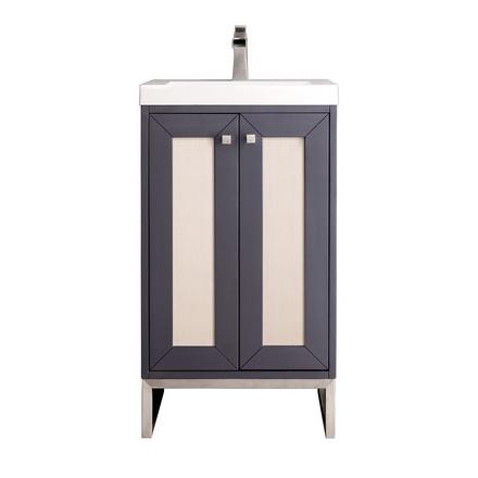 Chianti 20 in. Mineral Gray and Brushed Nickel Vanity with Glossy White Top Chianti 20 in. Mineral Gray and Brushed Nickel Vanity with Glossy White Top