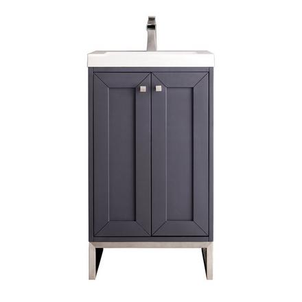 Chianti 20 in. Mineral Gray and Brushed Nickel Vanity with Glossy White Top Chianti 20 in. Mineral Gray and Brushed Nickel Vanity with Glossy White Top