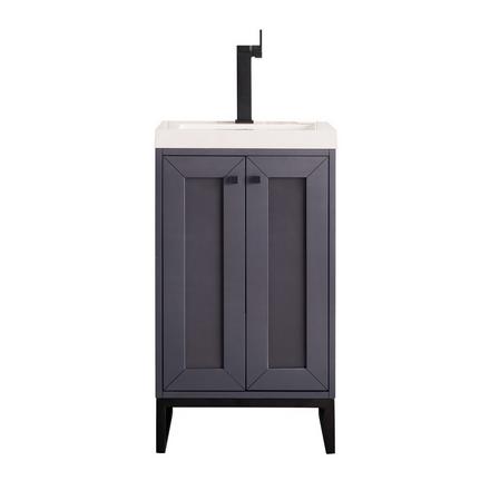 Chianti 20 in. Mineral Gray and Matte Black Vanity with Glossy White Top Chianti 20 in. Mineral Gray and Matte Black Vanity with Glossy White Top