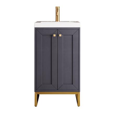 Chianti 20 in. Mineral Gray and Radiant Gold Vanity with Glossy White Top Chianti 20 in. Mineral Gray and Radiant Gold Vanity with Glossy White Top