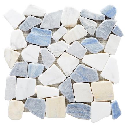 Calacatta Blue Azul Honed Marble Pebble Mosaic Calacatta Blue Azul Honed Marble Pebble Mosaic