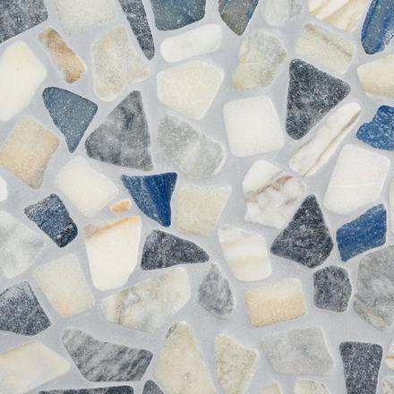 Calacatta Blue Azul Honed Marble Pebble Mosaic Calacatta Blue Azul Honed Marble Pebble Mosaic