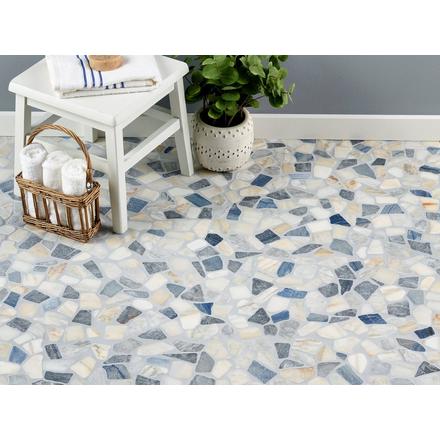 Calacatta Blue Azul Honed Marble Pebble Mosaic Calacatta Blue Azul Honed Marble Pebble Mosaic