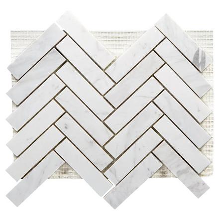 Volakas Herringbone Honed Marble Mosaic Volakas Herringbone Honed Marble Mosaic