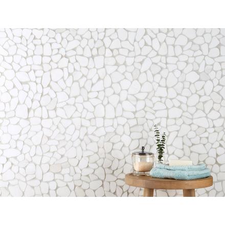 Flat Tumbled Thassos Premium II Pebble Marble Mosaic Flat Tumbled Thassos Premium II Pebble Marble Mosaic