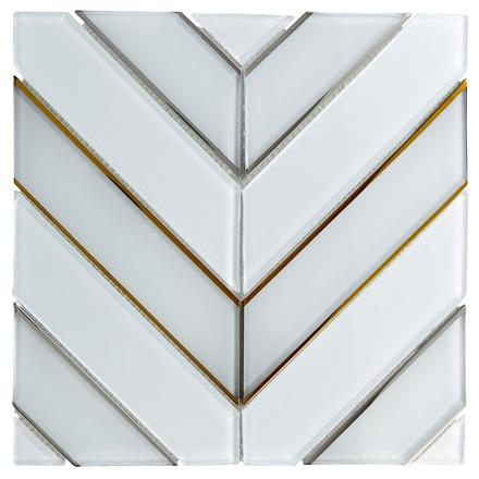 Metallic White Chevron Glass Mosaic Metallic White Chevron Glass Mosaic