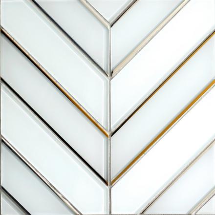Metallic White Chevron Glass Mosaic Metallic White Chevron Glass Mosaic