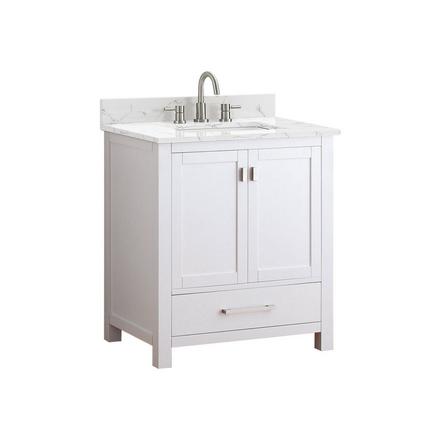 Kent 31 in. White Single Vanity with Engineered Cararra Top Kent 31 in. White Single Vanity with Engineered Cararra Top