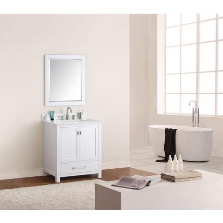 Kent 31 in. White Single Vanity with Engineered Cararra Top Kent 31 in. White Single Vanity with Engineered Cararra Top