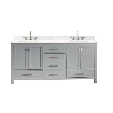 Kent 73 in. Chilled Gray Double Vanity with Engineered Cararra Top Kent 73 in. Chilled Gray Double Vanity with Engineered Cararra Top