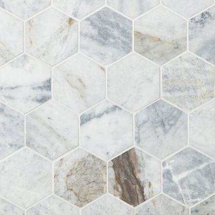 Aleutian Isles Honed Marble Hexagon Mosaic Aleutian Isles Honed Marble Hexagon Mosaic