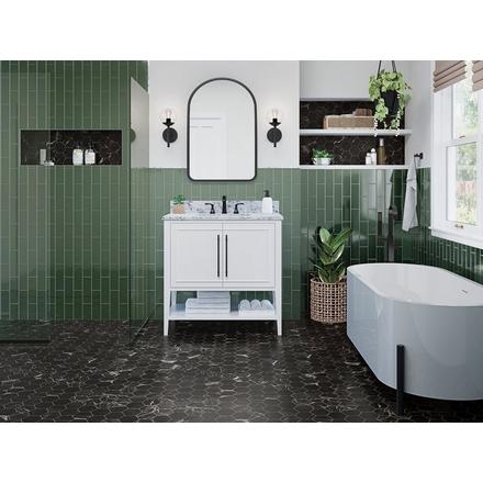 Ryker Black Leather Hexagon Marble Mosaic Ryker Black Leather Hexagon Marble Mosaic