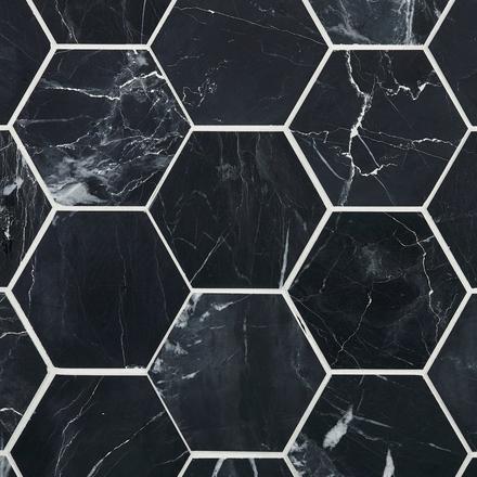 Ryker Black Leather Hexagon Marble Mosaic Ryker Black Leather Hexagon Marble Mosaic
