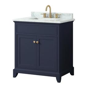 Aurora Blue 31 in. Vanity with Carrara Top Aurora Blue 31 in. Vanity with Carrara Top