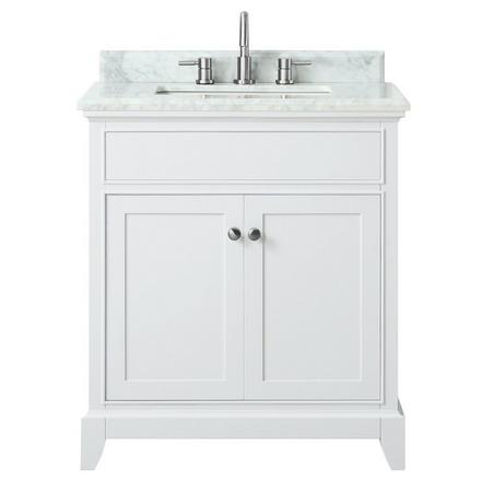 Aurora 31 in. White Vanity with Carrara Marble Top Aurora 31 in. White Vanity with Carrara Marble Top