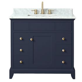 Aurora Blue 37 in. Vanity with Carrara Top Aurora Blue 37 in. Vanity with Carrara Top