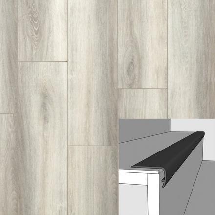 Bluebonnet Gray Ash 94in. Vinyl Overlapping Stair Nose Bluebonnet Gray Ash 94in. Vinyl Overlapping Stair Nose