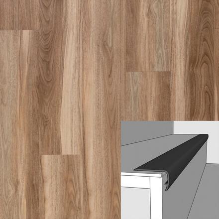 Saddle Walnut 94in. Vinyl Overlapping Stair Nose Saddle Walnut 94in. Vinyl Overlapping Stair Nose