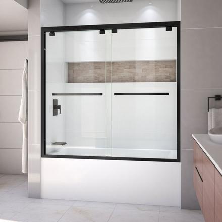 Encore Satin Black Semi-Framless Bypass Tub Door Encore Satin Black Semi-Framless Bypass Tub Door