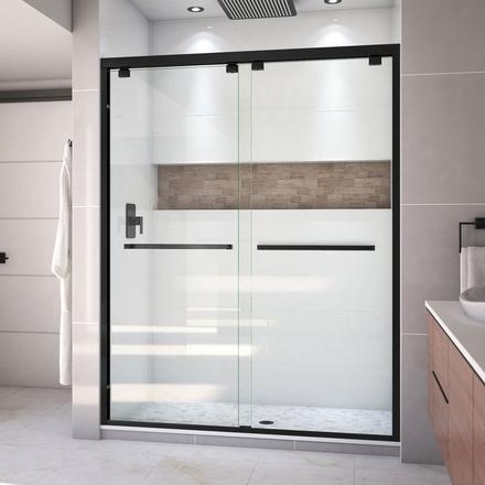 Encore Satin Black Semi- Framless Bypass Shower Door Encore Satin Black Semi- Framless Bypass Shower Door