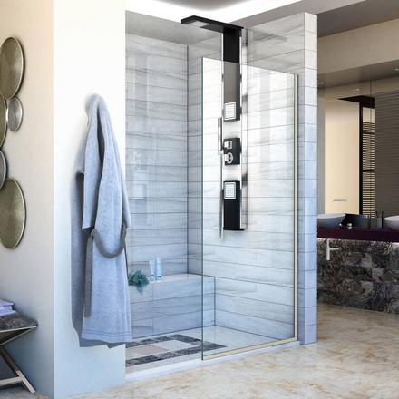 Linea Brushed Nickel Single Panel Frameless Shower Screen Linea Brushed Nickel Single Panel Frameless Shower Screen