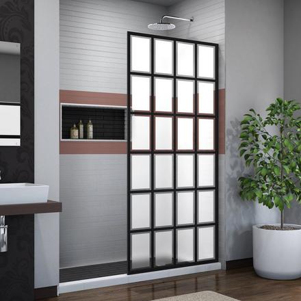 French Linea Rhone Satin Black Single Panel Frameless Shower Screen French Linea Rhone Satin Black Single Panel Frameless Shower Screen