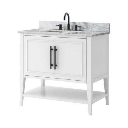 Arietta 37 in. White Vanity with Carrara Marble Top Arietta 37 in. White Vanity with Carrara Marble Top