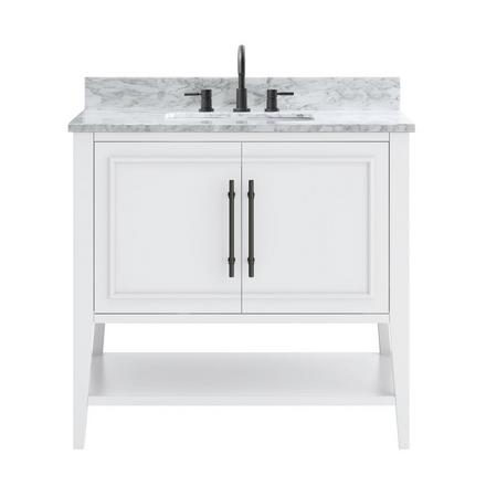 Arietta 37 in. White Vanity with Carrara Marble Top Arietta 37 in. White Vanity with Carrara Marble Top