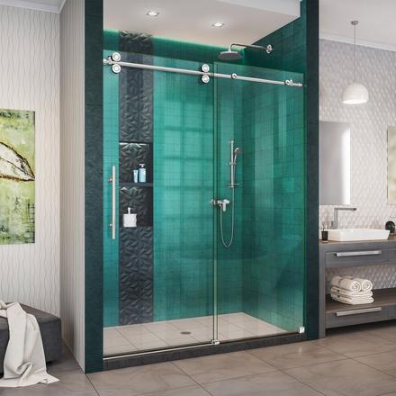 Enigma-XO Polished Stainless Steel Fully Frameless Sliding Shower Door Enigma-XO Polished Stainless Steel Fully Frameless Sliding Shower Door