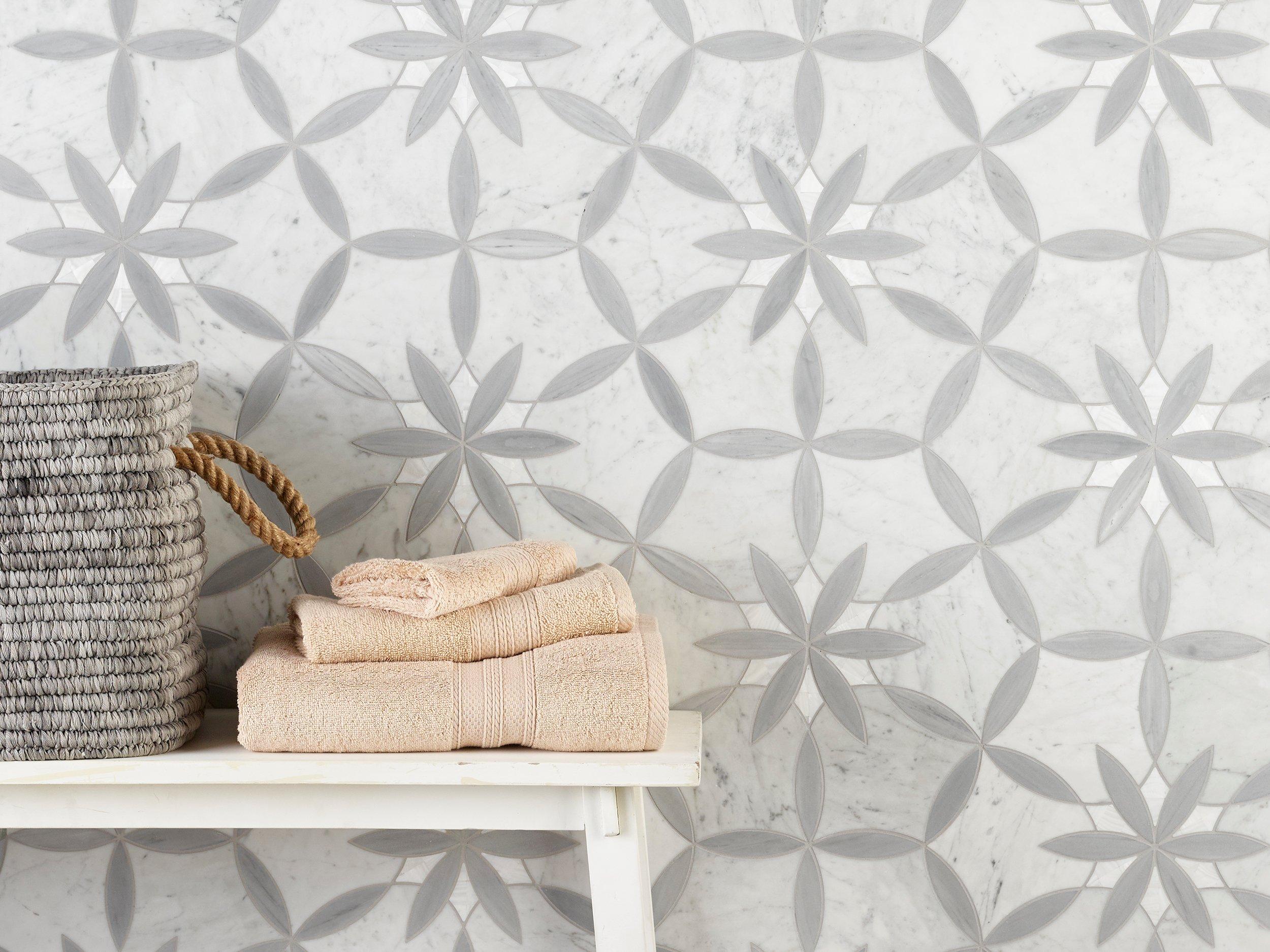 Moritz Bianco Carrara Mother of Pearl Waterjet Mosaic