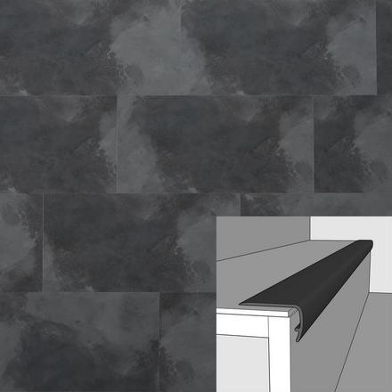 Modern Graphite 94in. Vinyl Overlapping Stair Nose Modern Graphite 94in. Vinyl Overlapping Stair Nose