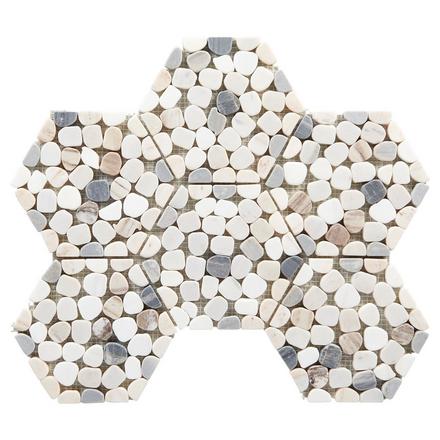 Dolomite Mix Hexagon Honed Pebble Mosaic Dolomite Mix Hexagon Honed Pebble Mosaic