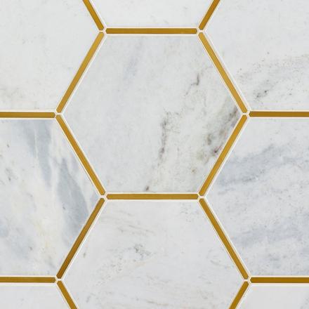 Bianco Orion Brass Framed Hexagon Bianco Orion Brass Framed Hexagon