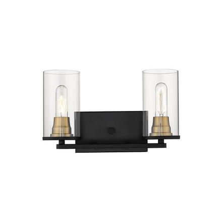 Amaya Matte Black and Brushed Bronze Double Vanity Light Amaya Matte Black and Brushed Bronze Double Vanity Light