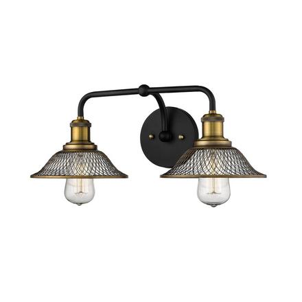 Flynn Matte Black and Brushed Bronze Double Vanity Light Flynn Matte Black and Brushed Bronze Double Vanity Light