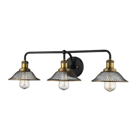 Flynn Matte Black and Brushed Bronze Triple Vanity Light Flynn Matte Black and Brushed Bronze Triple Vanity Light