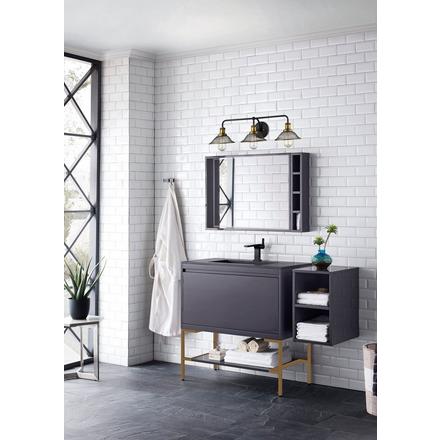 Flynn Matte Black and Brushed Bronze Triple Vanity Light Flynn Matte Black and Brushed Bronze Triple Vanity Light
