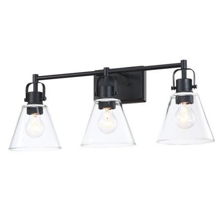 Beck Matte Black Triple Vanity Light Beck Triple Vanity Light