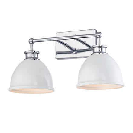 Cooper Chrome and White Double Vanity Light Cooper Chrome and White Double Vanity Light