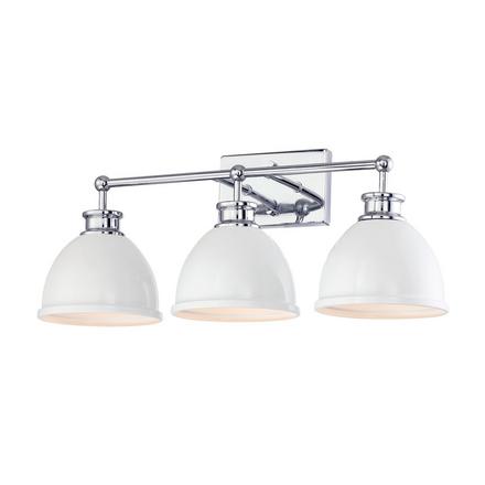 Cooper Chrome and White Triple Vanity Light Cooper Chrome and White Triple Vanity Light
