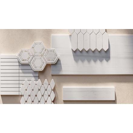 Dolomite Framed Mother of Pearl Hexagon Polished Marble Mosaic Dolomite Framed Mother of Pearl Hexagon Polished Marble Mosaic