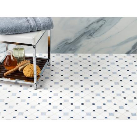 Harper Thassos & Blue Celeste Azul Marble Mosaic Harper Thassos & Blue Celeste Azul Marble Mosaic