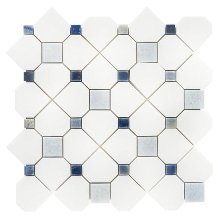 Harper Thassos & Blue Celeste Azul Marble Mosaic Harper Thassos & Blue Celeste Azul Marble Mosaic